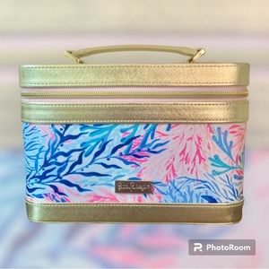 Lilly Pulitzer Kaleidoscope Coral Train Hard Shell Cosmetic Case Trunk